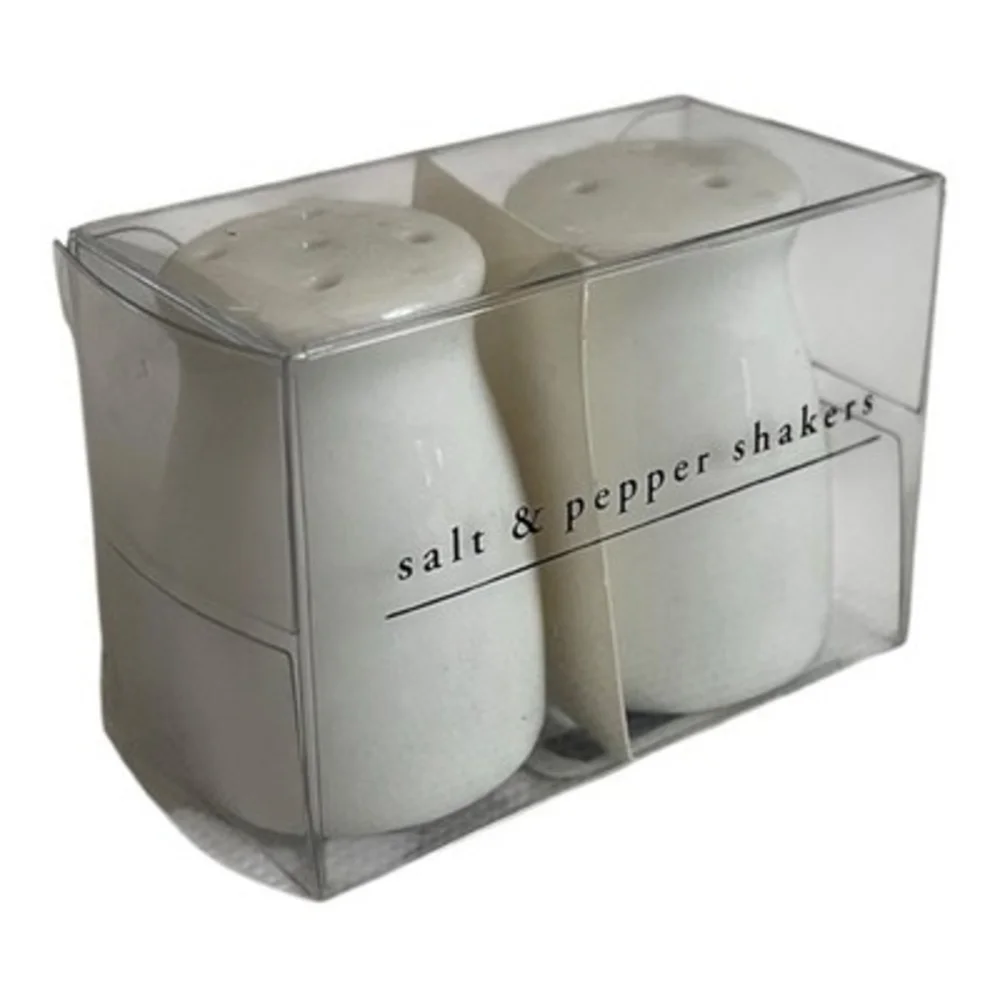 Pier 1 Imports White Ceramic Salt and Pepper Shakers Classic NIB